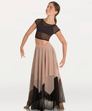 Body Wrappers Uneven Hem Double Layer Chiffon Skirt