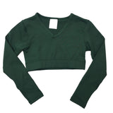 Body Wrappers Girls Long Sleeve V-Neck Midriff Pullover