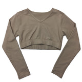 Body Wrappers Girls Long Sleeve V-Neck Midriff Pullover